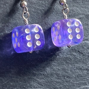 Purple dice earrings DnD gifts for her, geek earrings, gamer girl gifts, nickel free earrings hypoallergenic earrings dangle, cute earrings image 5