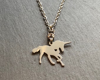 Unicorn necklace, stainless steel Christmas gift for girls, silver unicorn pendant, birthday gift for Unicorn lovers