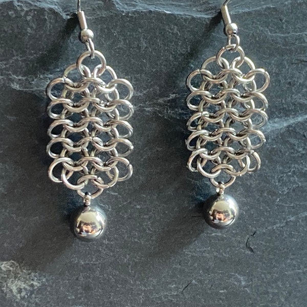 Boucles d'oreilles Chainmaille, boucles d'oreilles Cléopâtre en argent hypoallergénique