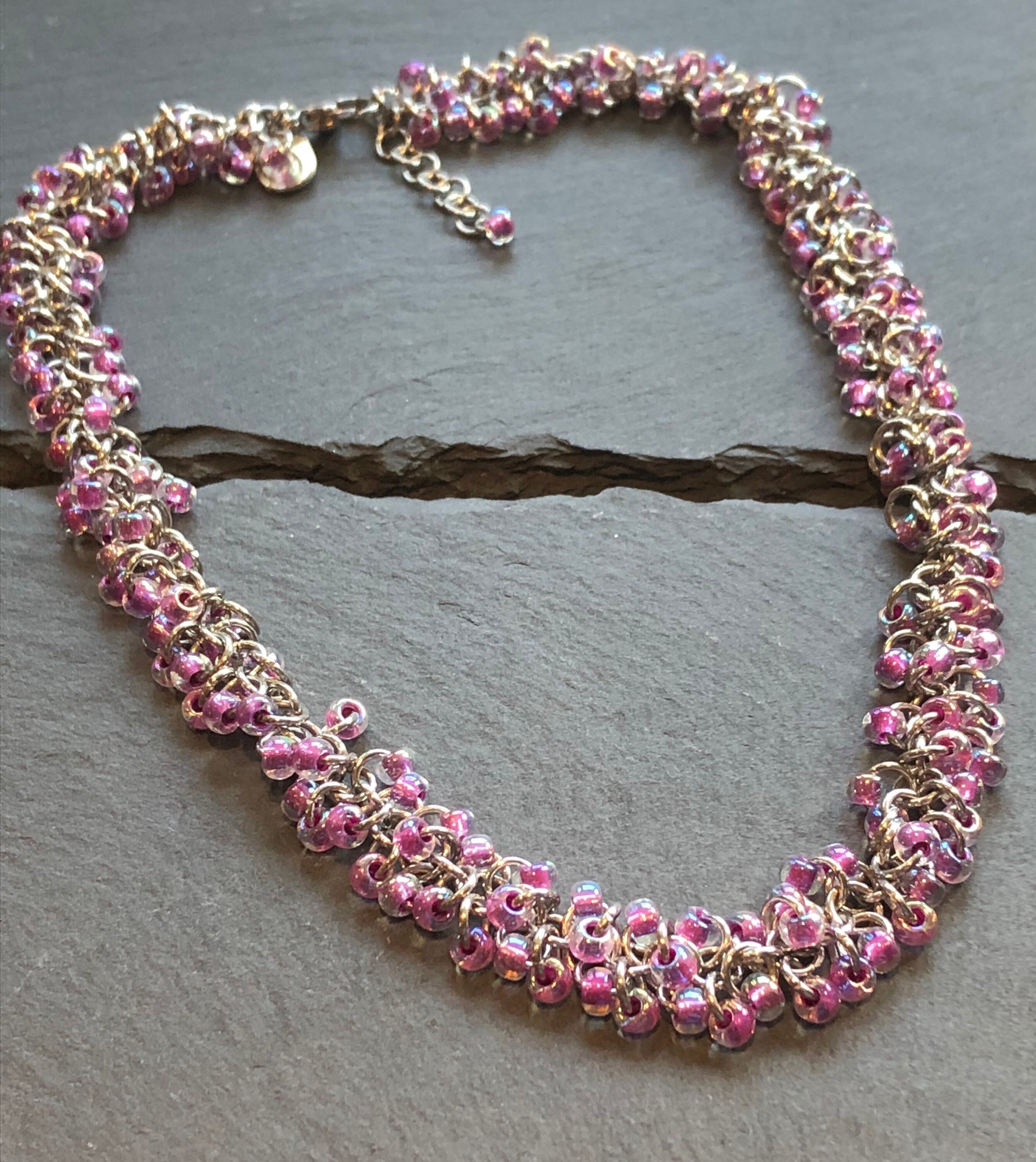 Buy Kundan Pink Beaded Choker Necklace Set online from Karat Cart