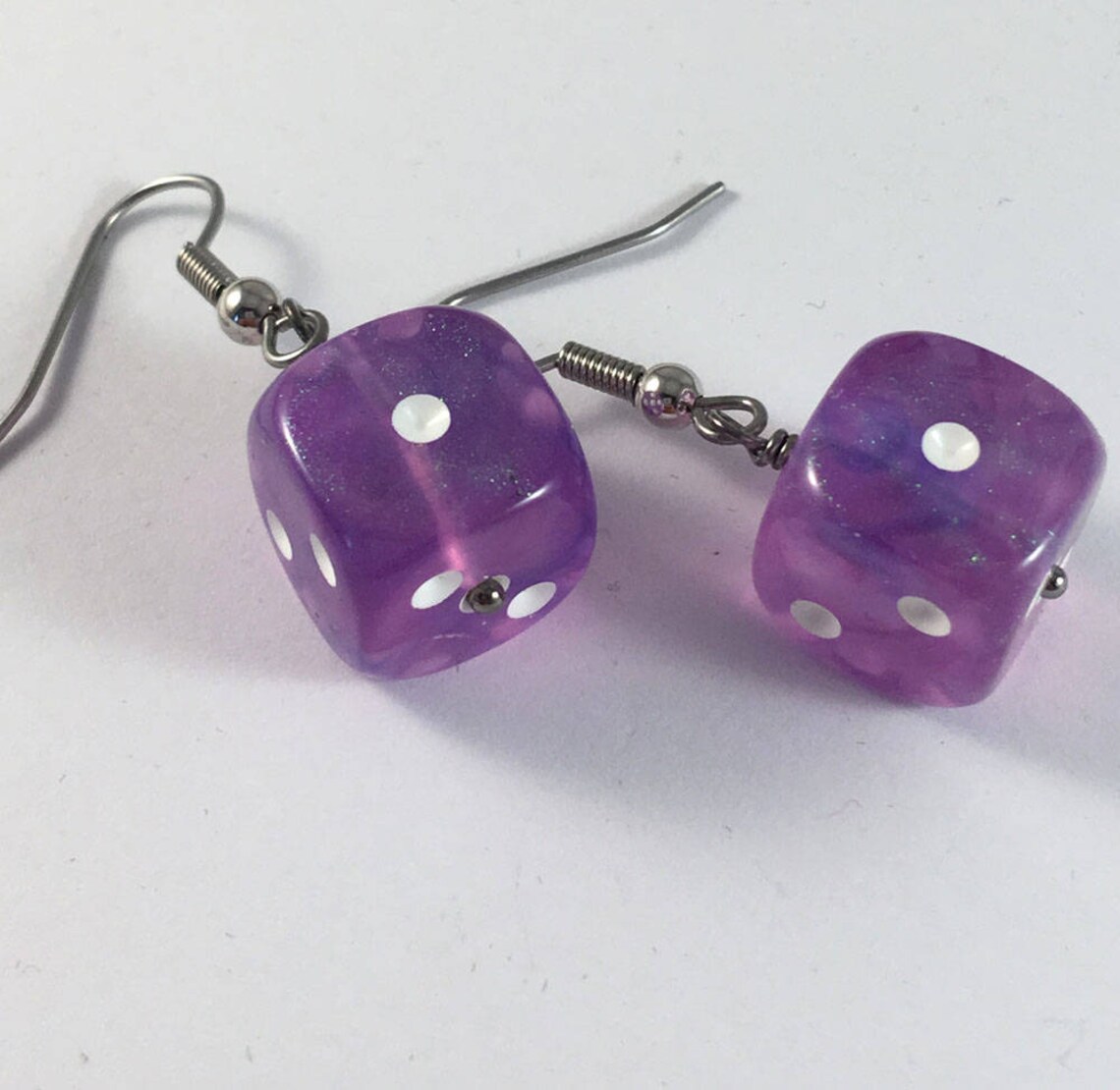 Purple sparkly dice earrings earrings for gamer girls Etsy