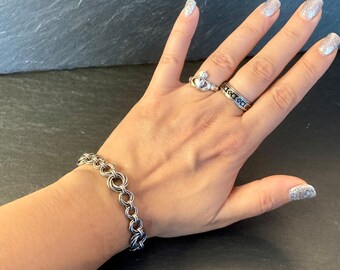 Mobius infinity unusual chainmaille bracelet, everyday hypoallergenic stainless steel bracelet, 11th anniversary gift for wife or girlfriend