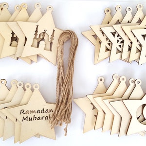 Ramadan Wooden Stars MoonShape Ramadan DIY Cutouts Ramadan Decoration Ramadan Favors Eid Gifts Islamic wall decoration Islamic Gifts 123