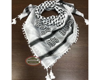 Authentic real genuine Koffiya Arafat Palestine 48”x48” woven on a koffiya machine w/ 4 sides tassels Free FAST DELIVERY Support GAZA