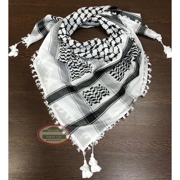 Authentic real genuine Koffiya Arafat Palestine 48”x48” woven on a koffiya machine w/ 4 sides tassels Free FAST DELIVERY Support GAZA