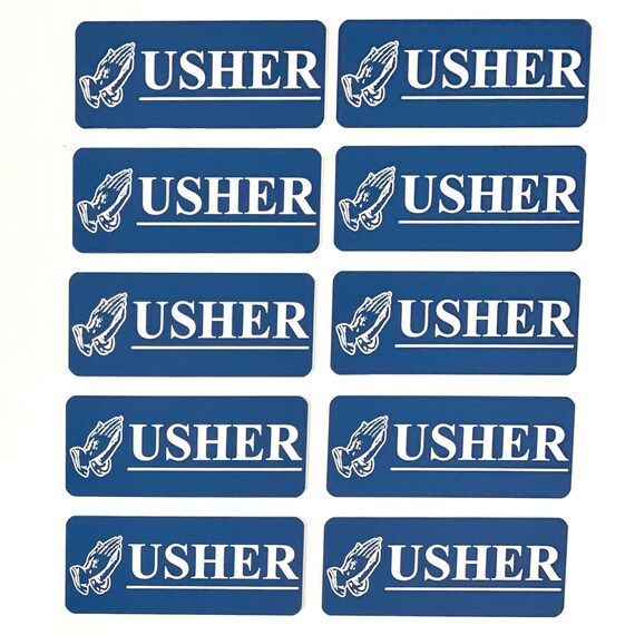 Lot of 10 Blue 1.25 x 3 Usher Name Badge Tag Etsy