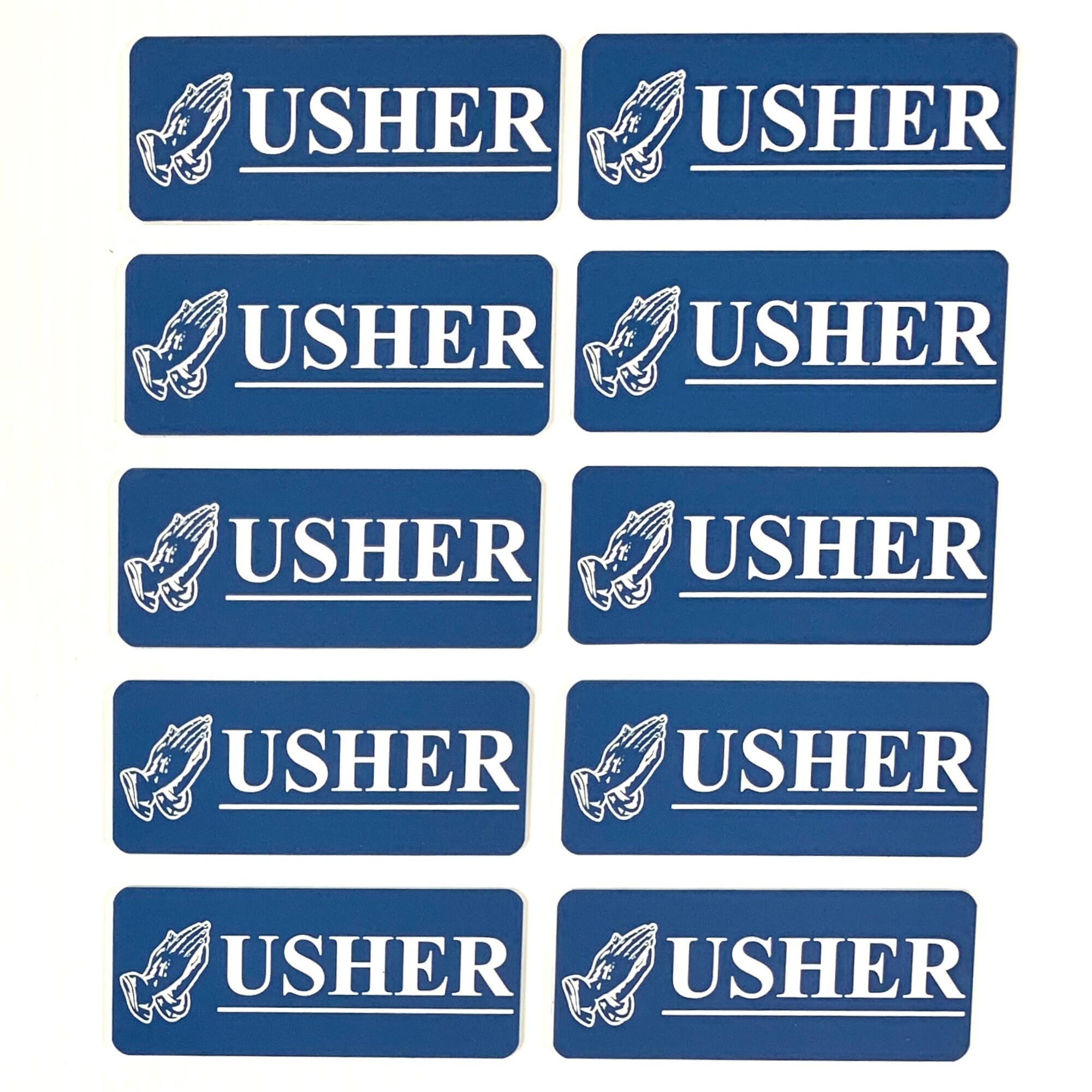 Lot of 10 Blue 1.25 X 3 Usher Name Badge Tag With Pin Etsy