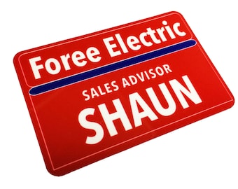2 x 3 Plastic SHAUN Name Tag Badge Shaun of the Dead Foree Electric Halloween Prop