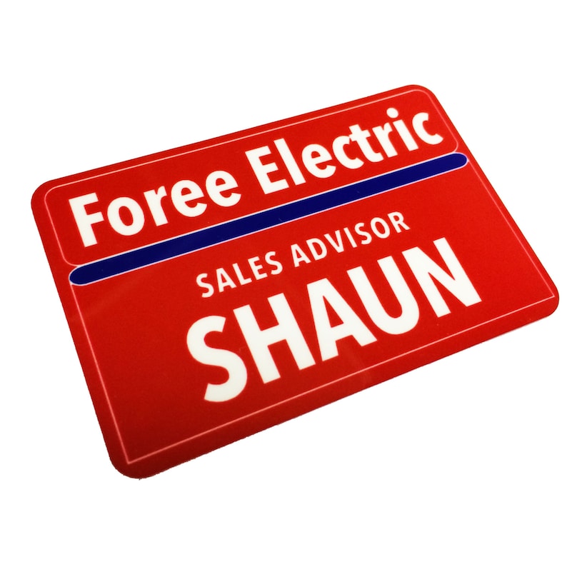 2 x 3 Plastic SHAUN Name Tag Badge Shaun of the Dead Foree Electric Halloween Prop image 1