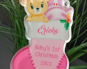 Baby Girl's First Christmas Ornament Personalized