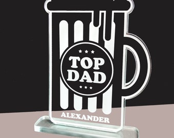 4" x 5.5" Father's Day Acrylic Beer Mug Top Dad Personalized Daughter / Son Gift
