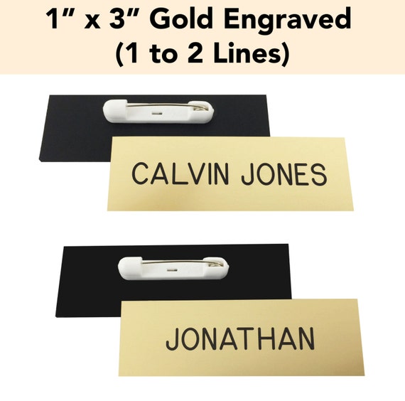 Custom Engraved Gold 1 X 3 Name Badge Tag With Etsy