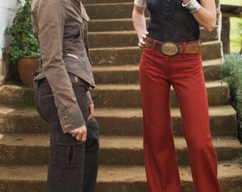 The Markham: Ladies tweed trousers, lined in Dutch wax cotton