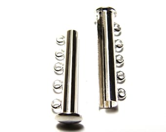 30 mm Large Cylindrical Silver-plated Magnetic 5-Row Slide Lock Clasp - 5 pc