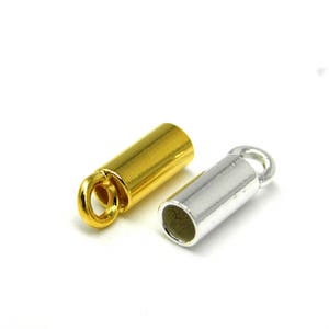 10 x 3 mm Sterling Silver 925 Cord Ends for 2.5 mm Cord (14 GA) - End Caps - Silver 925 or 24K Gold Plated Silver - 2 Pc.