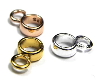 Zawieszka z zawieszką okrągłą 6 mm ze srebra próby 925, koralik – srebro, prawdziwe złoto lub różowe złoto