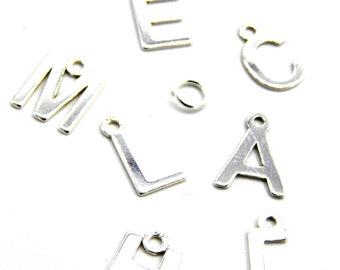 8 mm (0.3 inch) Sterling Silver 925 Alphabet Letters A-Z with FREE Sterling Silver Jump Ring - Alphabet Charms/Pendants