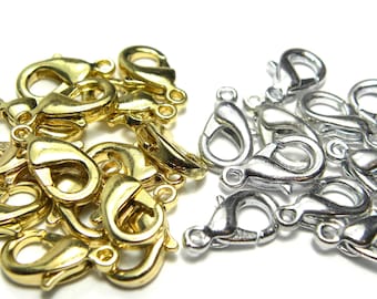 15 mm Large HQ Trigger Clasps/Lobster Clasps  (10 pc.) - Platinum Silver or Gold Plated