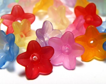 10 x 4 mm (0.4 x 0.2 inch) Small Acrylic Plastic Flower Beads - Flower Bead Caps - Mixed or Single Colours