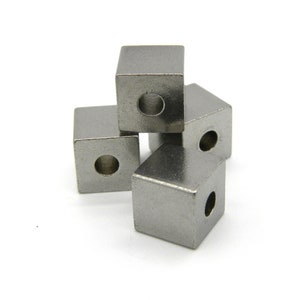 8x8 mm (0.3 inch) Cube Beads, Solid Stainless Steel Beads - Silver - 10 pcs