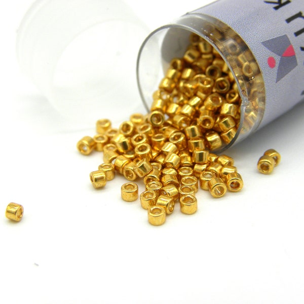 Rocailles japonaises Miyuki Delica 11/0 (1,6 x 1,3 mm) - Fiole de 7,2 g avec environ 1440 perles - DURACOAT Galv Gold - DB 1832