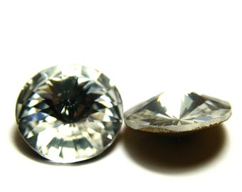 Swarovski® 1122 Rivoli, runder facettierter Kristallstein mit spitzer Rückseite 12 mm - Crystal - 2 Stück