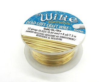 May include: A spool of 22 gauge gold craft wire, labeled "Dead-Soft Craft Wire" and "Gold/Or/Oro". The spool is 8 yards long and tarnish-resistant.