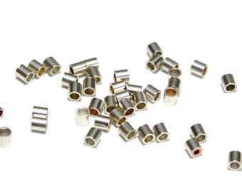 Große 925 Sterlingsilber Quetschperlen, große Sterlingsilber-Quetschkalotten, große 925 Crimp-Perlen - 2 mm - 25 od. 100 Stück