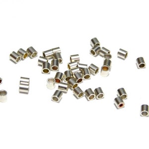 2 x 2 mm Large Sterling Silver 925 Crimp Beads, Spacer Beads, Large 925 Sterling Silver Tube Crimps 25 or 100 Pc. image 1