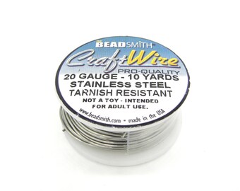 18.3 m 20 Yd - Silver Colour Beadalon Hard Stainless Steel Wire 0.5 mm 24 GA Artistic Wire Premium CraftJewellery Wire
