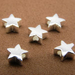 5 mm Small Solid 925 Sterling Silver Stars, Mini Star Beads 2, 5 or 25 Beads 25 beads