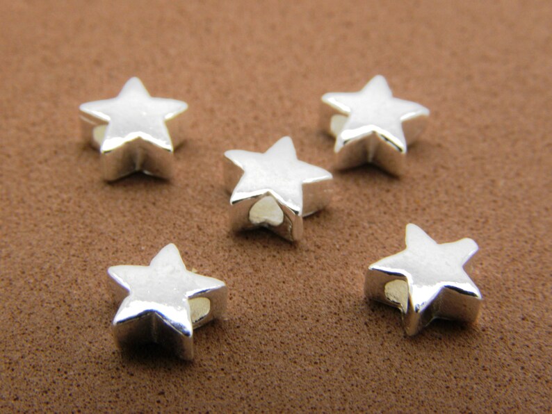 5 mm Small Solid 925 Sterling Silver Stars, Mini Star Beads 2, 5 or 25 Beads 25 beads