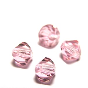 6 mm Czech Superior Crystals MC Faceted Bicone Beads - Rose Pink (20 or 100 Beads)