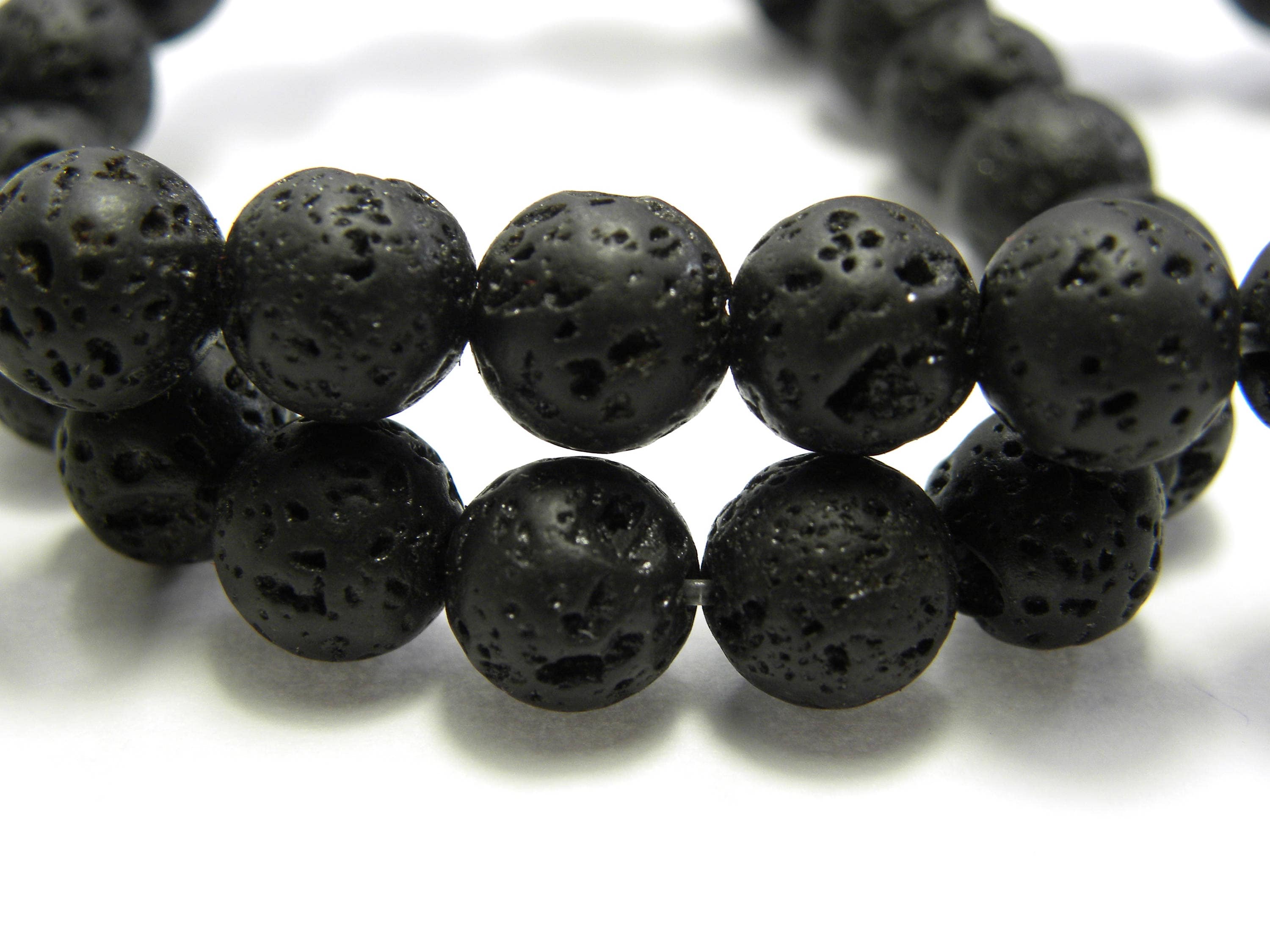 8 Mm Round Real Lava Stone Beads Natural Black 1 Strand or 10 Beads Etsy