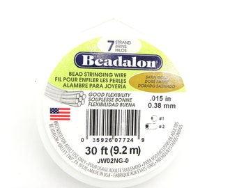 Beadalon 7-Strand Schmuckdraht, Edelstahldraht mit Nylonüberzug - 0.38 mm - Satin Gold - 9,2 m
