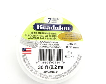 0.38 mm (.015 inch) Beadalon Nylon-Coated Stainless Steel Bead Stringing Wire - 9.2 m (30 ft.) - Satin Gold