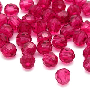 Perles à facettes rondes MC de cristaux supérieurs tchèques de 4 mm 24 pièces Fuchsia image 2