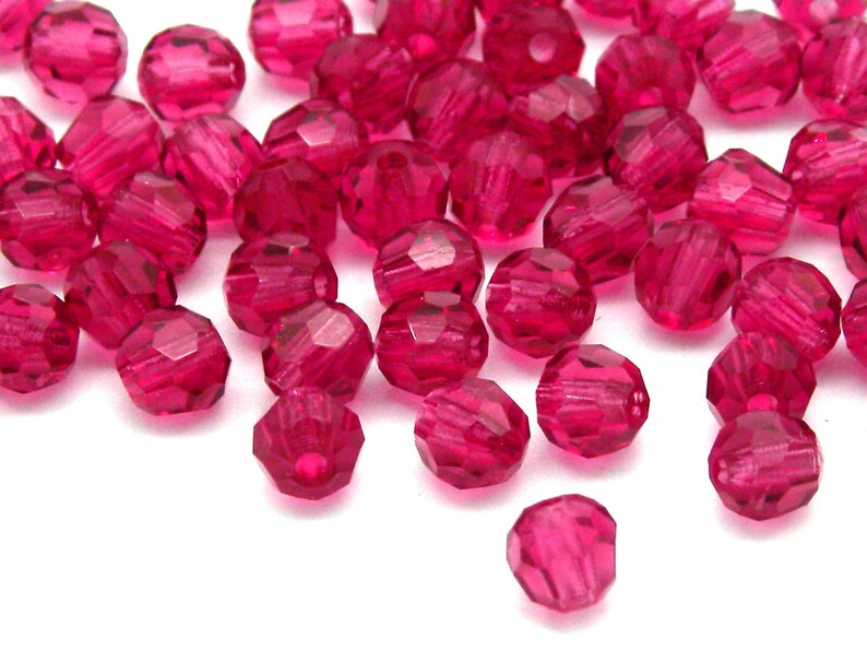 Perles à facettes rondes MC de cristaux supérieurs tchèques de 4 mm 24 pièces Fuchsia image 2