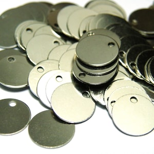 10 mm Medium Round Brass Stamping Blanks, Disc Charms, Metal Tags for Stamping - Silver - 10 pc.