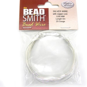 The Bead Smith Designer Quality German-Style Round Craft/Jewellery Wire Silver Plated 0.8 mm (20 GA)