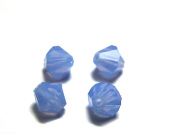 6 mm Czech Superior Crystals MC Faceted Bicone Beads - Sky Blue Opal Finish