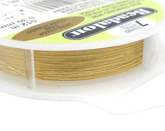 0.30 mm (.012 inch) Beadalon 7-Strand Nylon-Coated Stainless Steel Bead Stringing Wire - 9.2 m (30 ft) - Gold Color