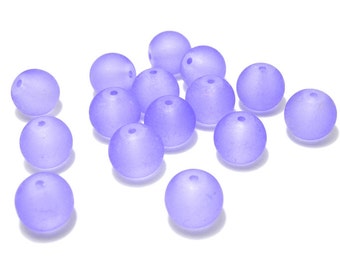 12 mm ラージラウンドマットフロストガラスビーズ（10個入り） - ライラック