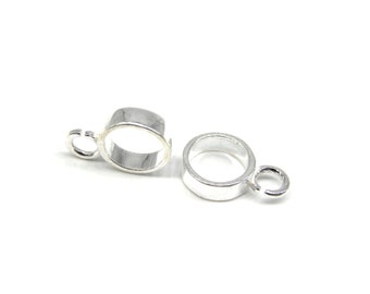 8 mm Round 925 Sterling Silver Charm Hanger, Large Hole Charm Carrier, Spacer Bead with Open Ring - 1 or 10 Pc.