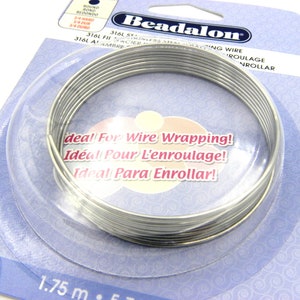 1.3 mm - 16 GA - Beadalon Stainless Steel 316L Round Extra Thick Craft/Jewellery Wrapping Wire 1.75m (5.74 ft)