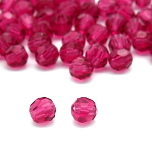 Perles à facettes rondes MC de cristaux supérieurs tchèques de 4 mm 24 pièces Fuchsia image 1