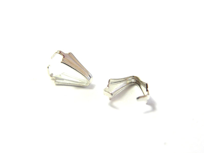 10 pc. 9 mm Medium Silver Plated Brass Pinch Bails