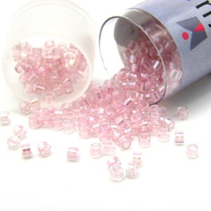 Miyuki Delica Perlen, zylindrische Rocailles - 2,0 mm (11/0)  - Pearl lined TR Pink AB - DB1673 - 7,2 g Röhrchen mit ca. ca. 1440 Perlen