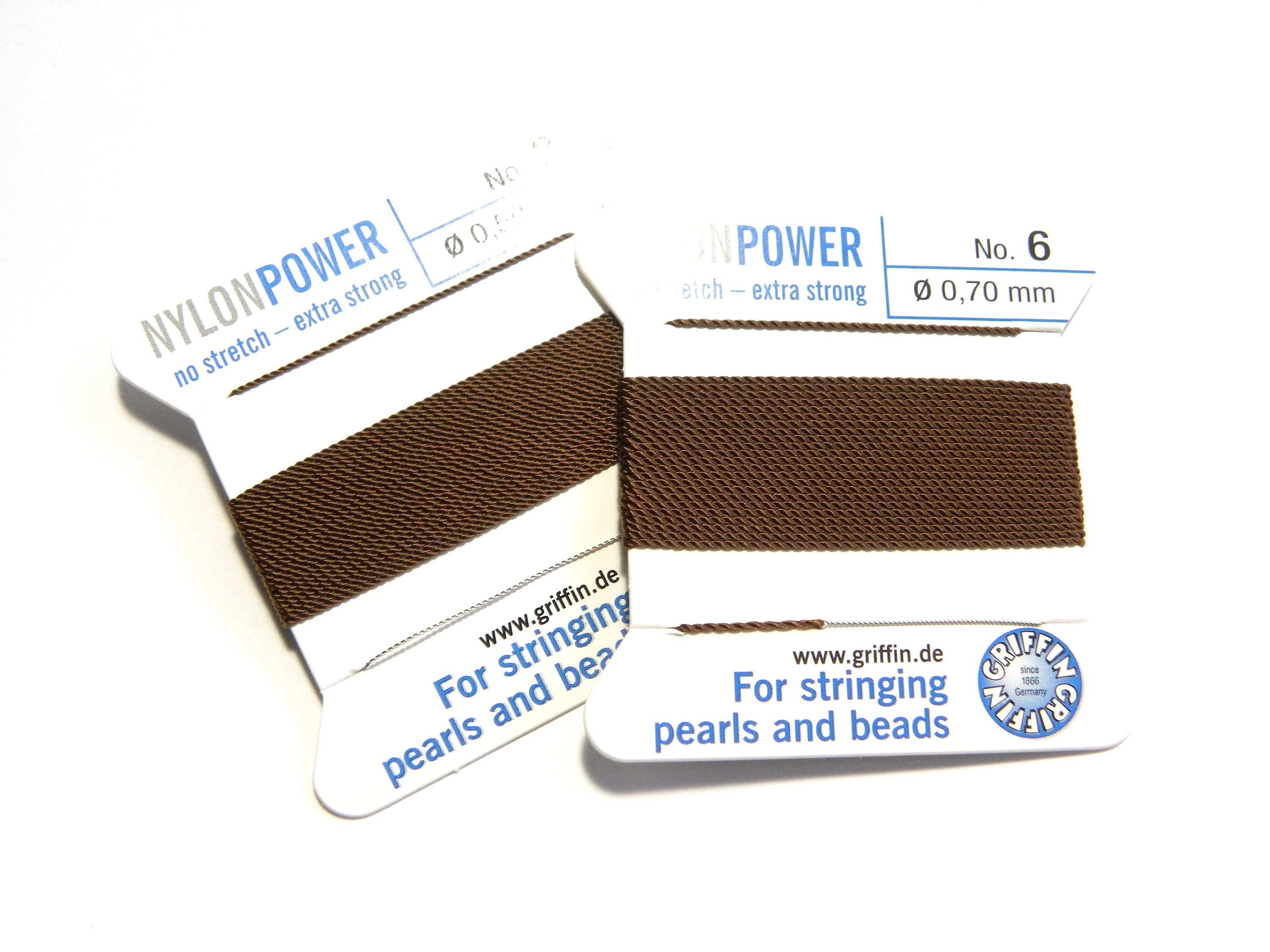 GREY NYLON POWER SILKY STRING THREAD 0.98mm STRINGING PEARLS /& BEADS GRIFFIN 12