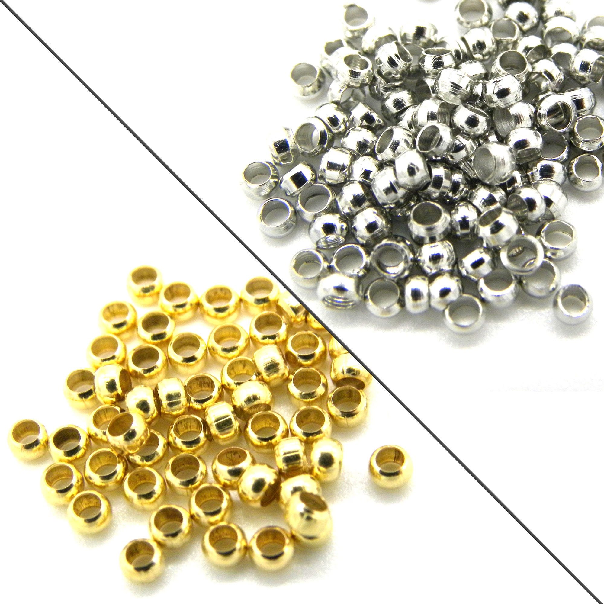 2 Mm Medium-size Crimp Beads 316 Surgical Stainless Steel Plat. Silver or  Gold 1 G .03 Oz Approx. 100 Beads 